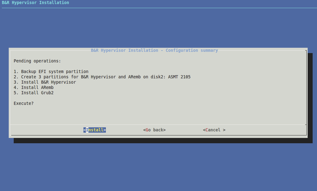 dialog installation - bestaetigung