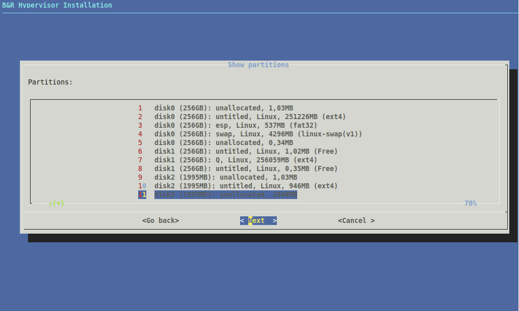 dialog installation - auswahl